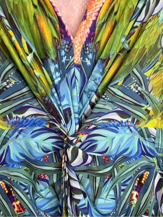 NWOT VENUS Tropical Print Dress with Fun Sleeves - Picture 8 of 16